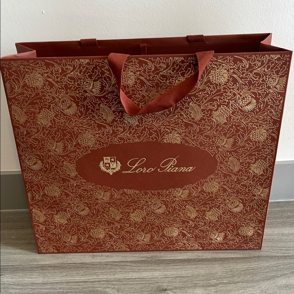 Loro Piana Red and Gold Tote Bag